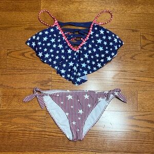 5/$25 California Sunshine Large America Star Print Bikini Set 4th of July